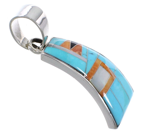 Sterling Silver And Multicolor Inlay Southwest Pendant VX64486